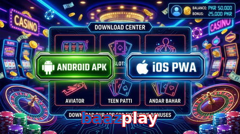 Main screen of Baazplay download page for PK players